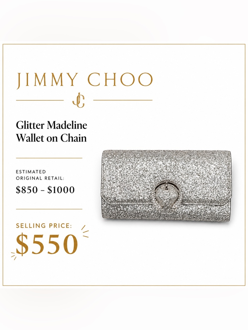 Jimmy Choo Glitter Madeline Wallet on Chain